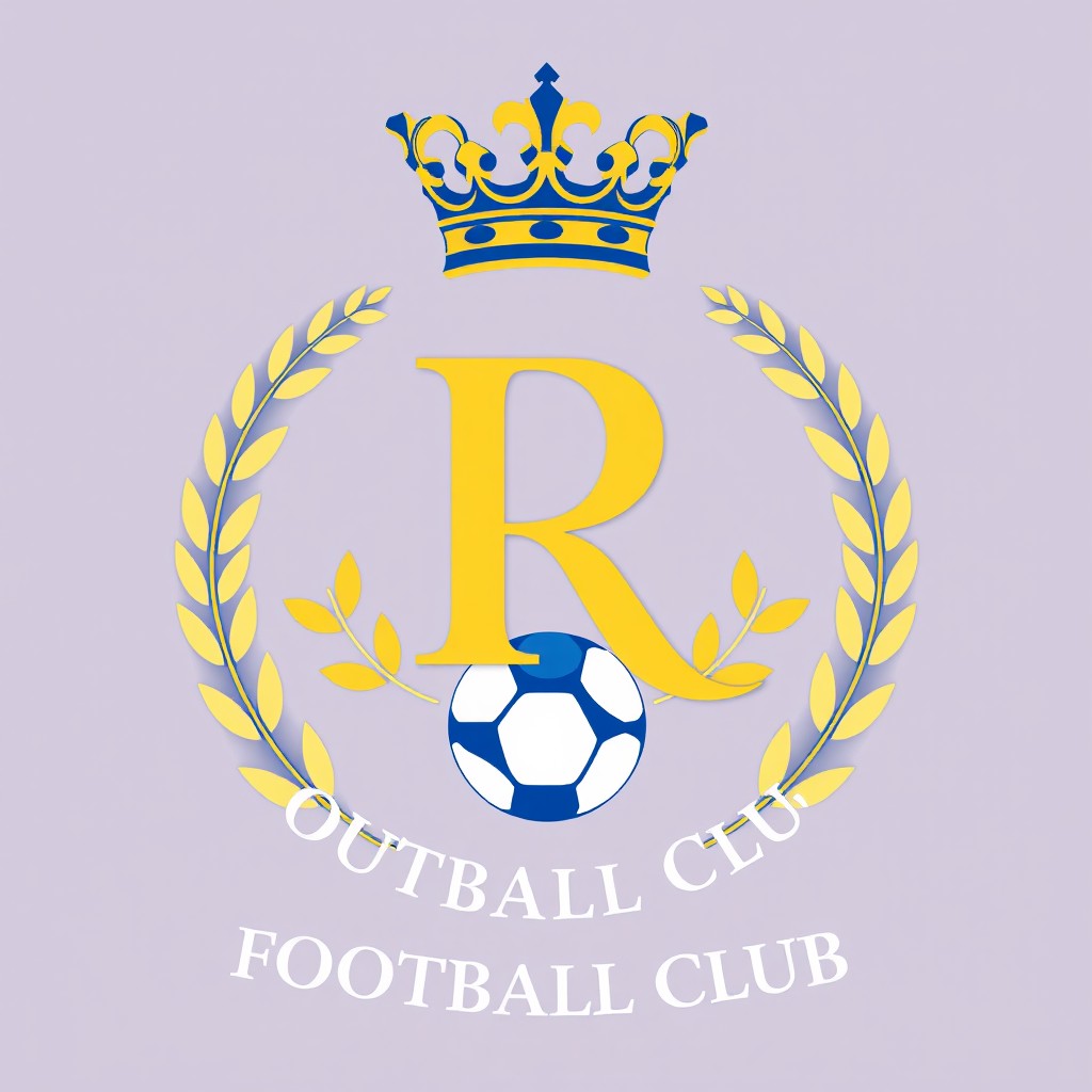 A sophisticated logo design for a Royal Football Club, prominently featuring the letter 'R'