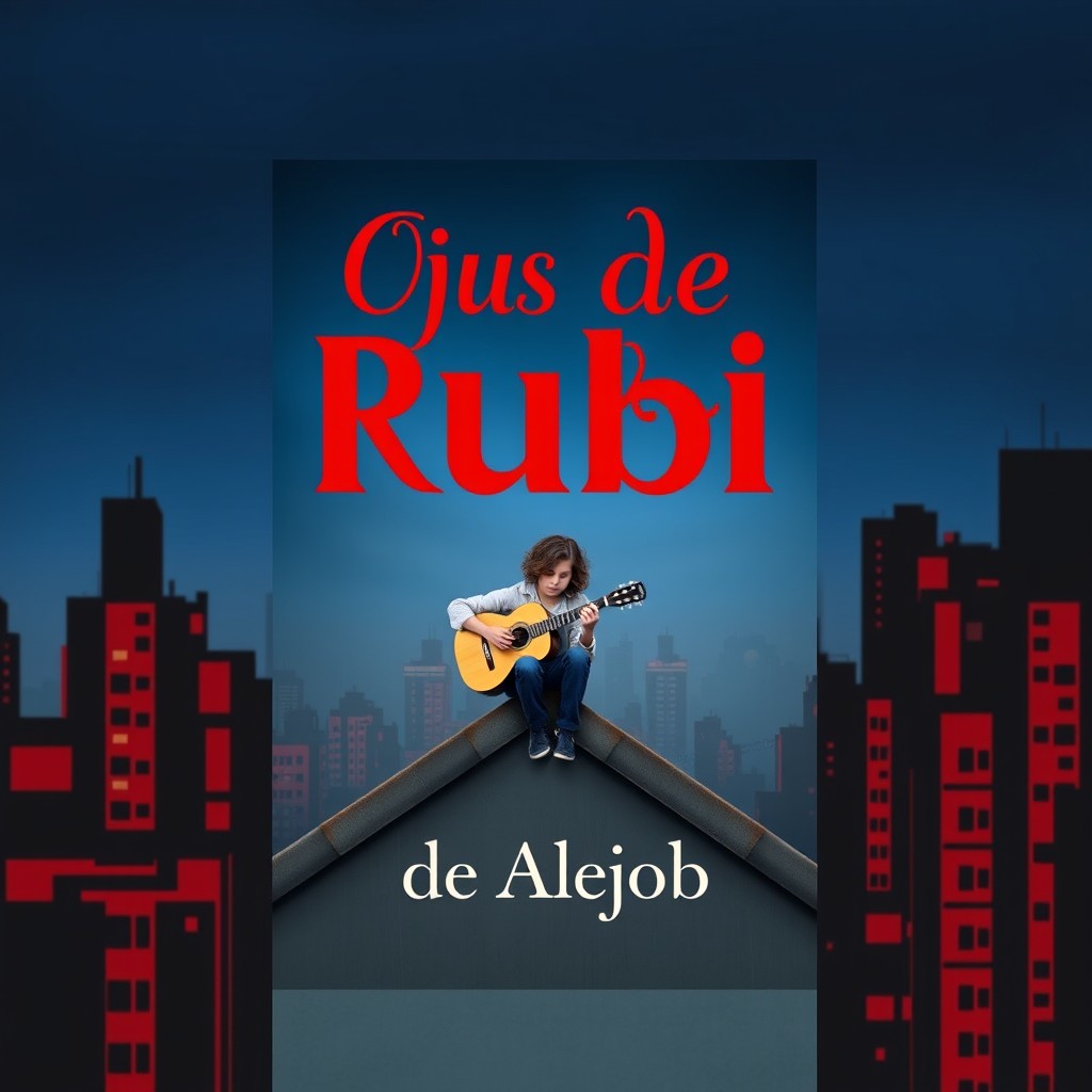 A book cover design featuring a teenager sitting on the rooftop of her house, playing a DeArmond guitar