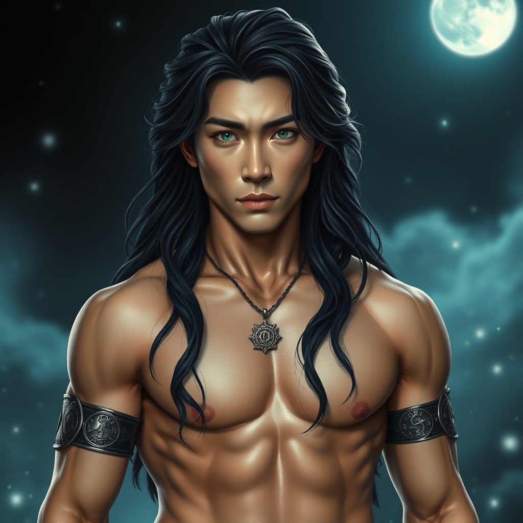 Enchanting Athletic Asian Man in Mystical Setting | Cinematic Realism