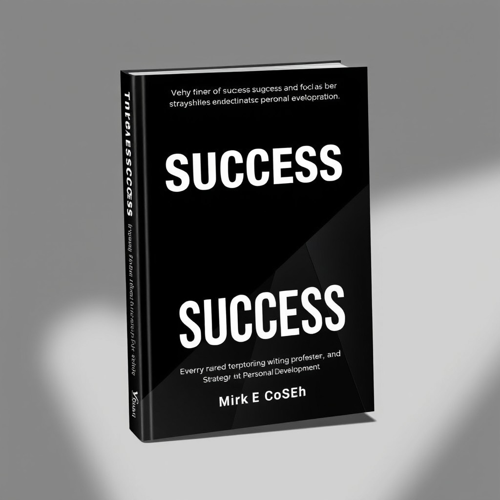 A professional book cover featuring a sleek black background symbolizing success and sophistication