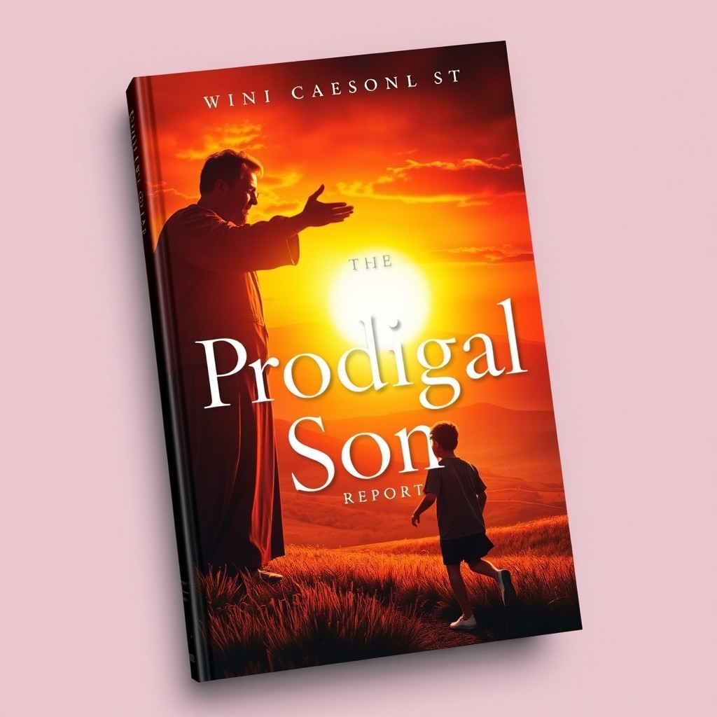 A dramatic and captivating book cover for 'The Prodigal Son Report'
