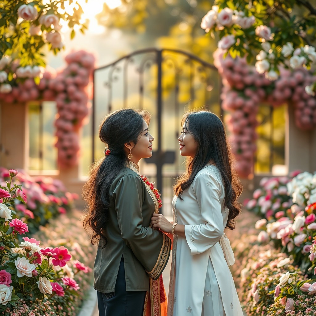 A romantic scene encapsulating the theme of love being hindered by family approval
