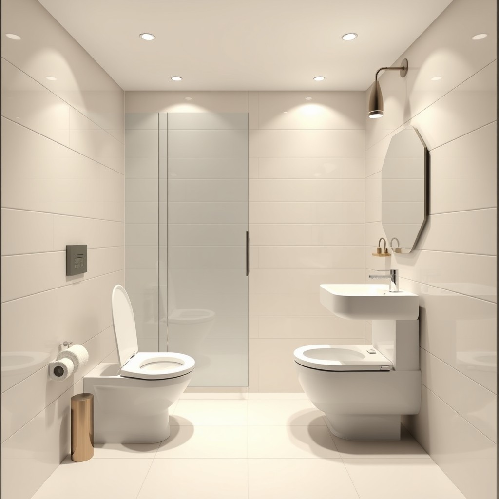 A modern 3D design of a compact bathroom measuring 2