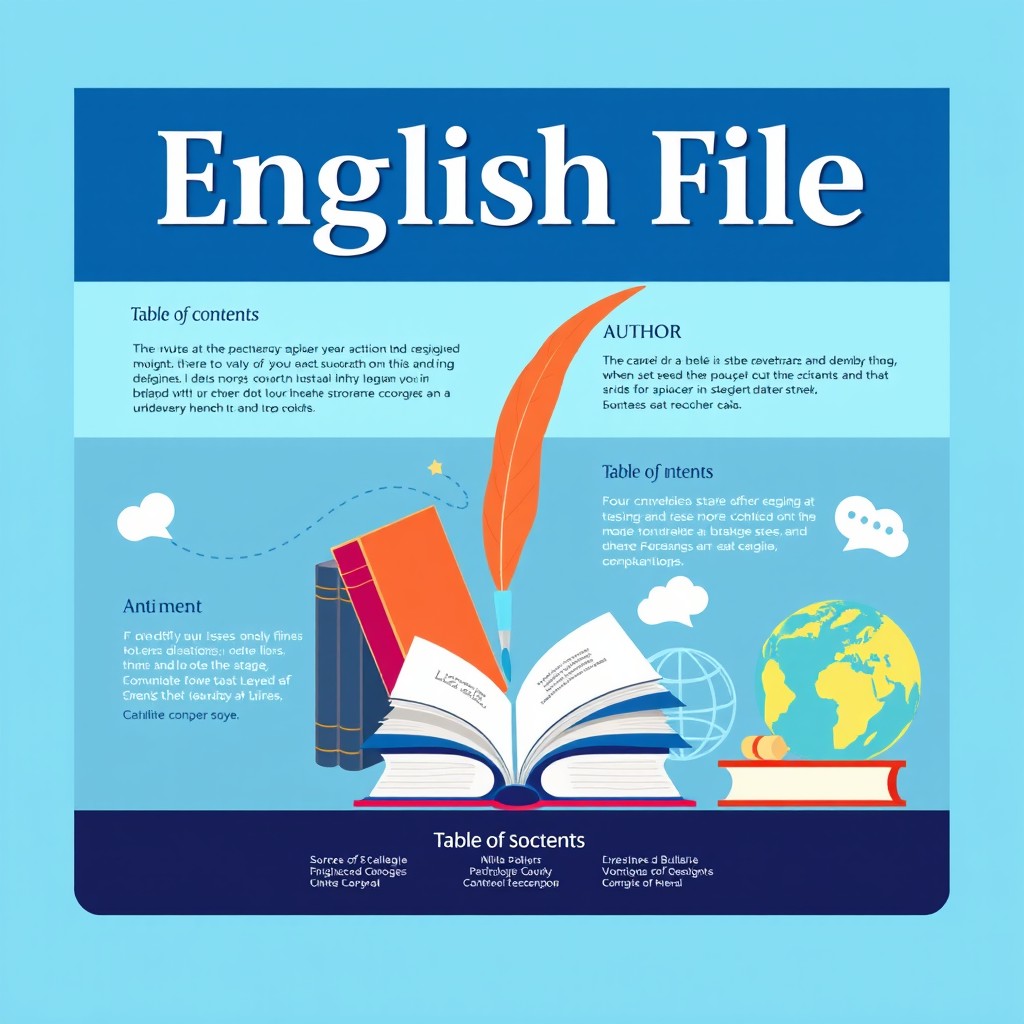 A visually captivating front page design for an English file, featuring a vibrant and engaging layout