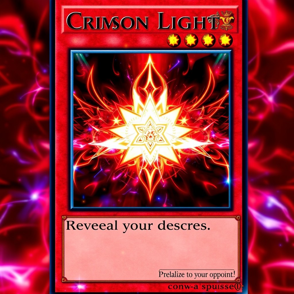 A Yu-Gi-Oh card titled 'Crimson Lights', featuring a vibrant crimson border