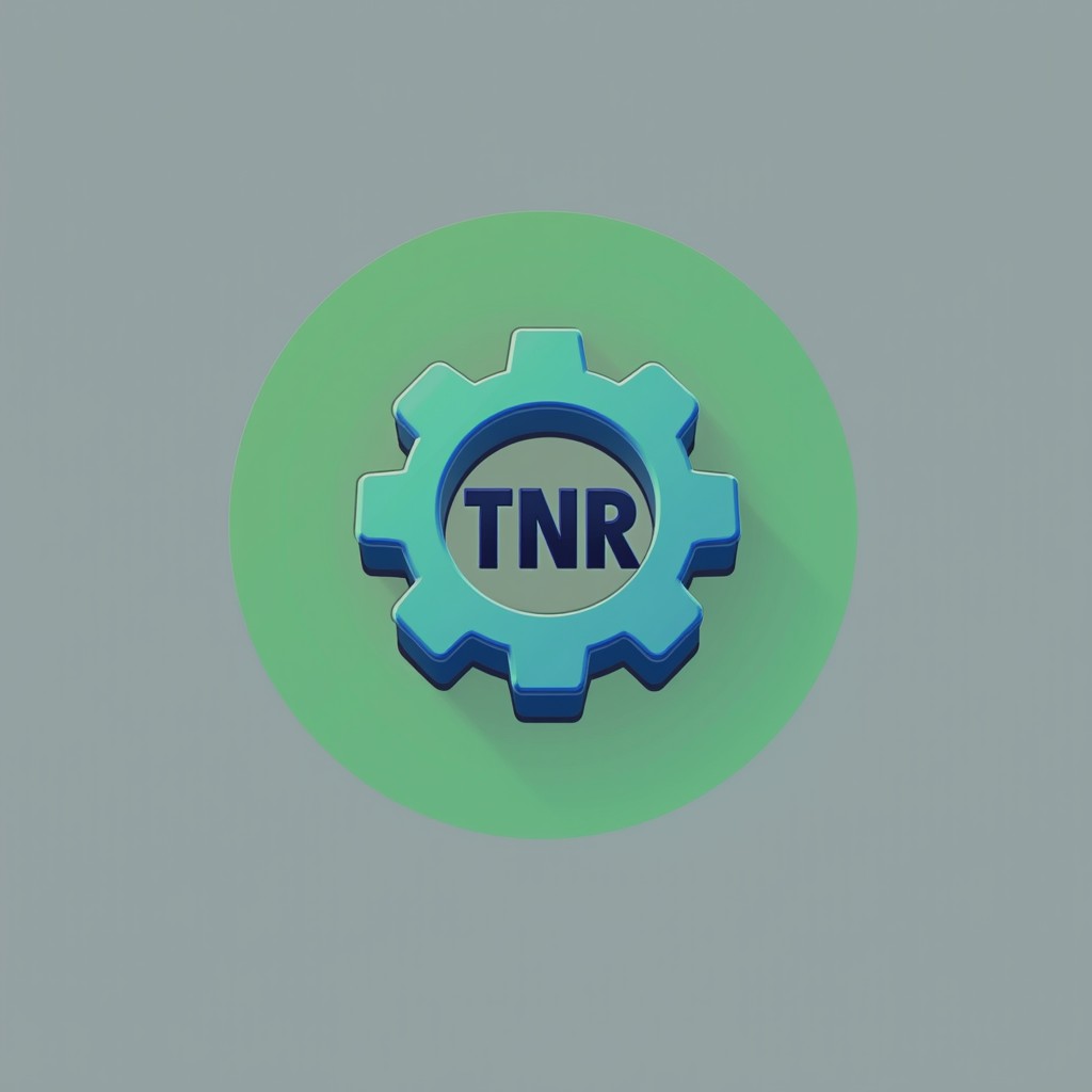 A minimalist logo design for 'Tnr Garage', featuring a stylized gear that symbolizes automotive mechanics without the depiction of any vehicles