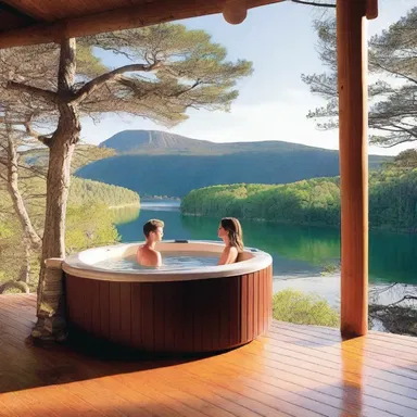 The couple enjoyed a romantic getaway in a secluded cabin with a water-soluble hot tub overlooking a breathtaking view.
