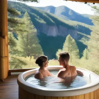 The couple enjoyed a romantic getaway in a secluded cabin with a water-soluble hot tub overlooking a breathtaking view.