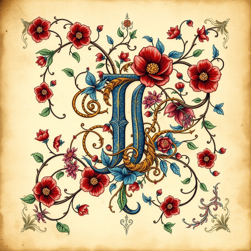 A beautiful, intricate design inspired by a medieval manuscript
