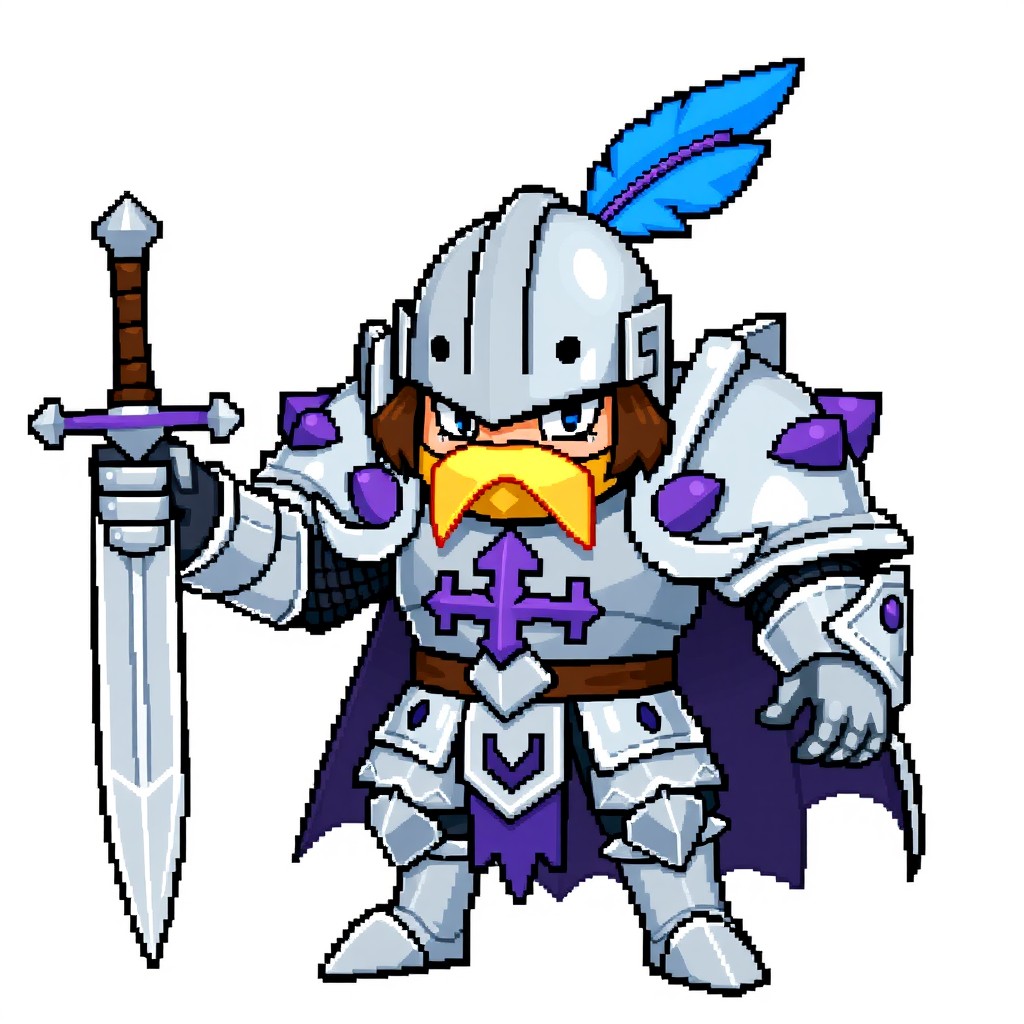 A full body trainer sprite for Pokémon Essentials in 5th generation graphics featuring a fully armored medieval knight