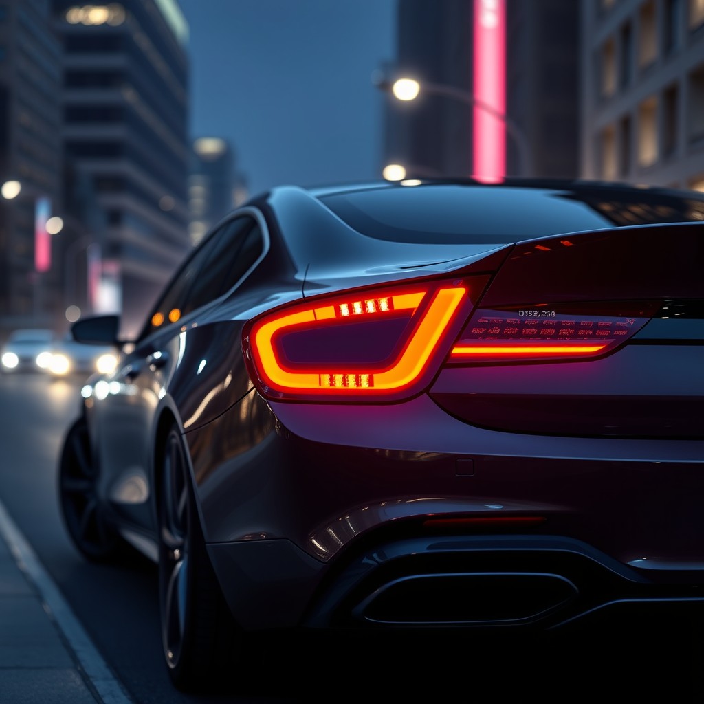 Design of a modern automotive stop lamp with a sleek, aerodynamic shape