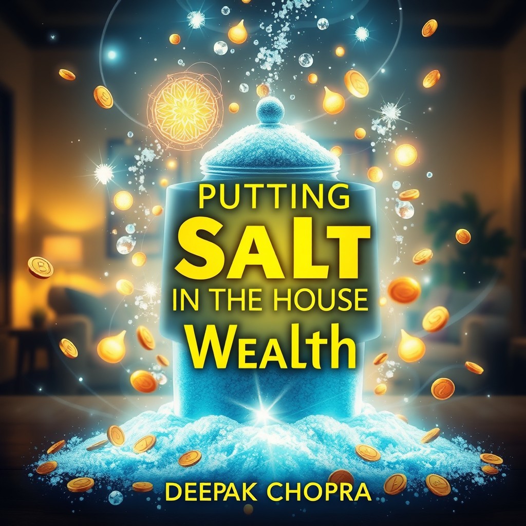 A vibrant and eye-catching thumbnail featuring a mystical atmosphere with elements symbolizing prosperity, such as overflowing salt shakers, sparkling coins, and glowing light illustrations