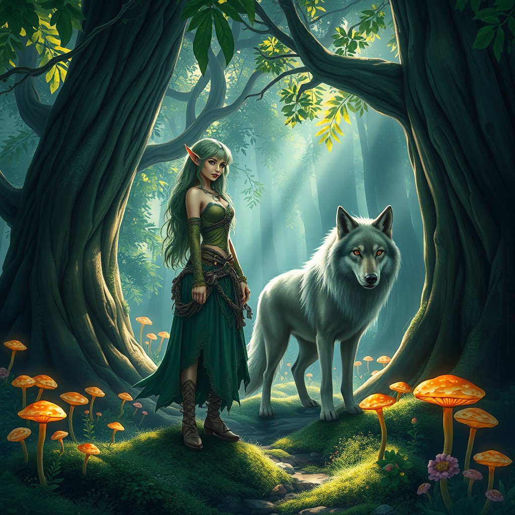 Enchanting Sylvan Elf in a Lush Forest - AI Art