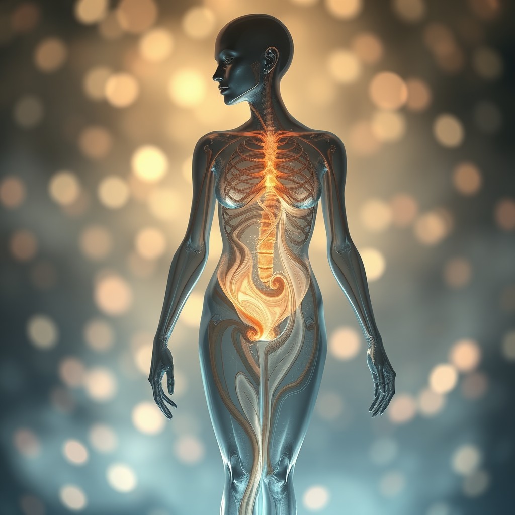 A stylized and artistic depiction of an open body, emphasizing transparency and an ethereal quality