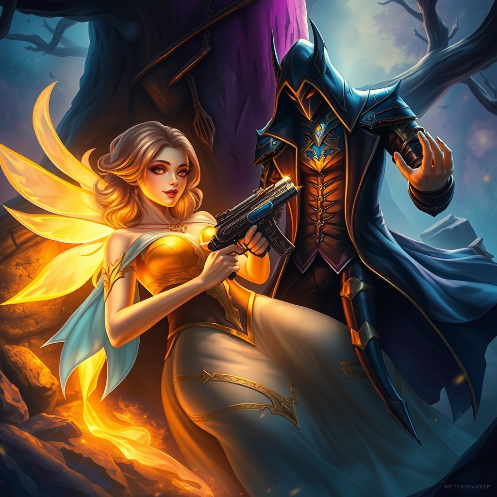 A captivating and dynamic scene depicting Lux, portrayed as a radiant figure with a gentle yet fierce expression, surrounded by a magical aura emanating from her powers
