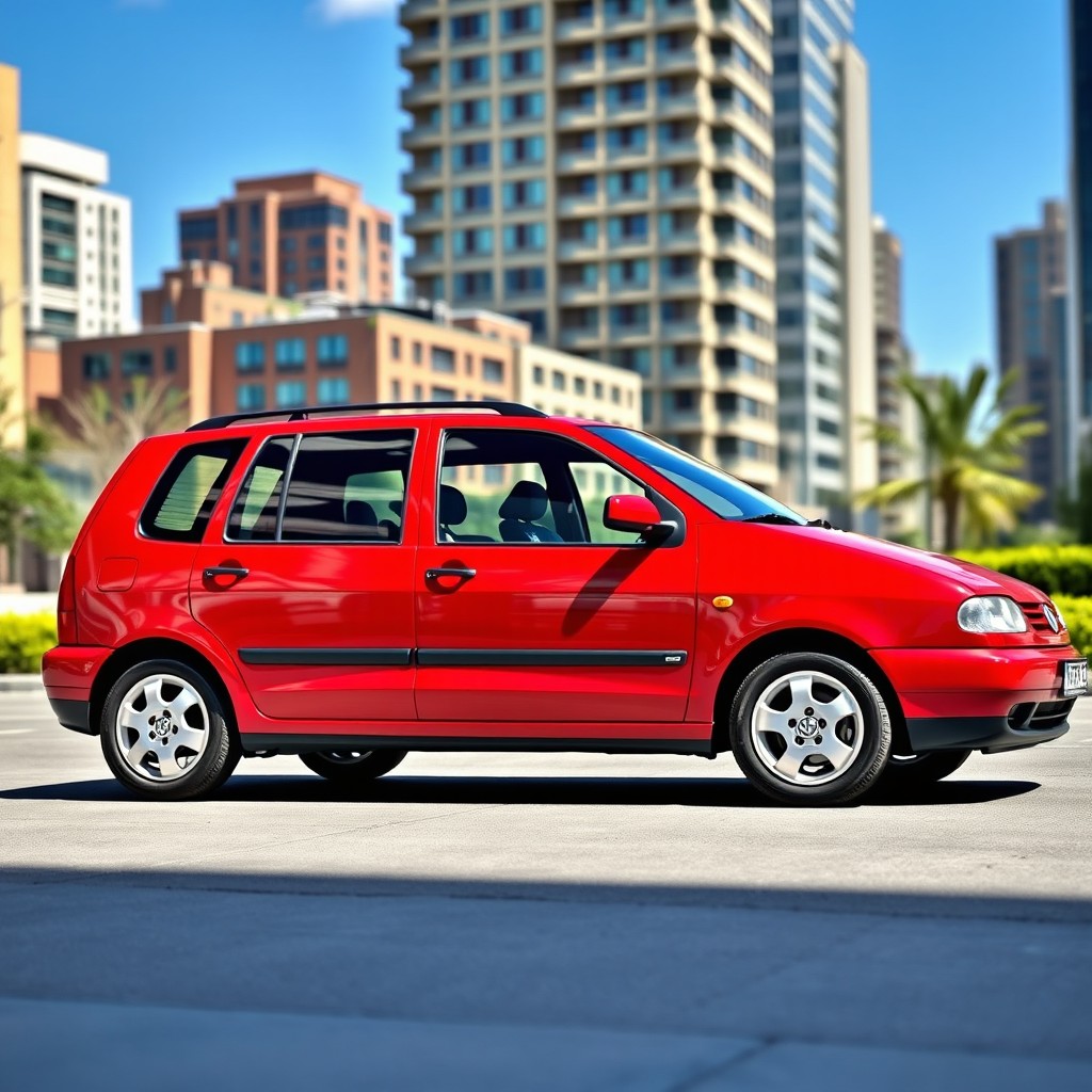 A red 1998 Volkswagen Parati, featuring a sleek and sporty design with four doors