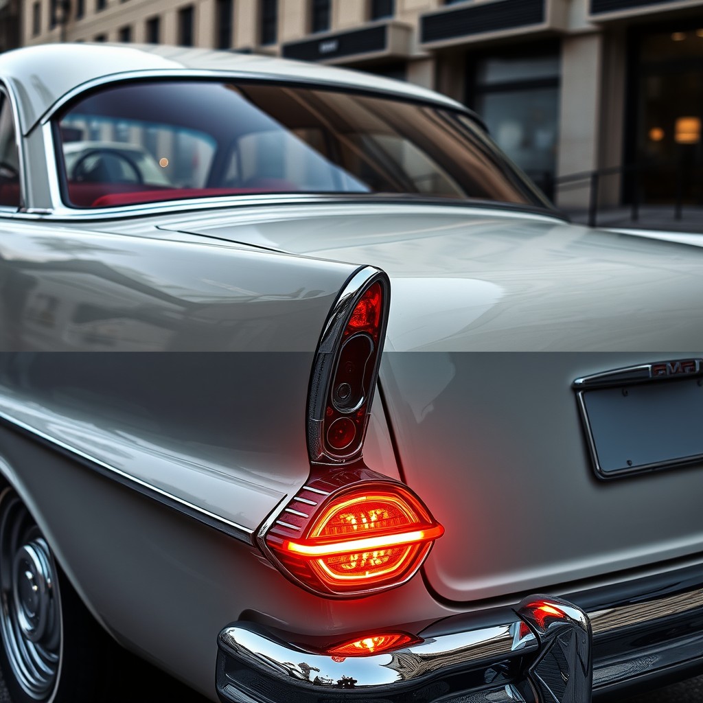 A classic car maintaining its original design features while showcasing updated and modern rear taillights