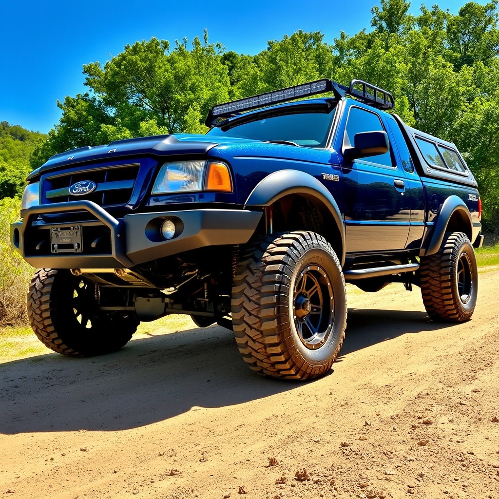 A stunningly detailed and customized 2000 Ford Ranger MK2, showcasing its rugged exterior and modern enhancements
