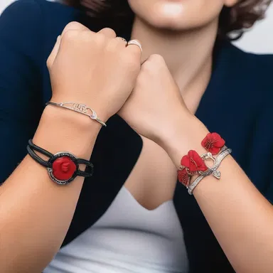 In a romantic film, the couple gifted each other personalized urethane bracelets as a symbol of their love and commitment.