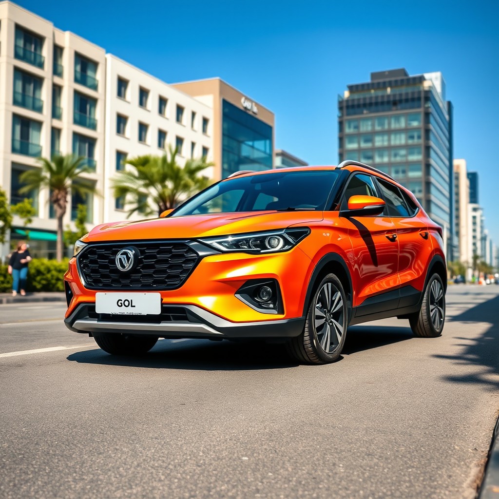 A sleek and modern Gol G3 car, parked in an urban setting, capturing its dynamic lines and sporty design