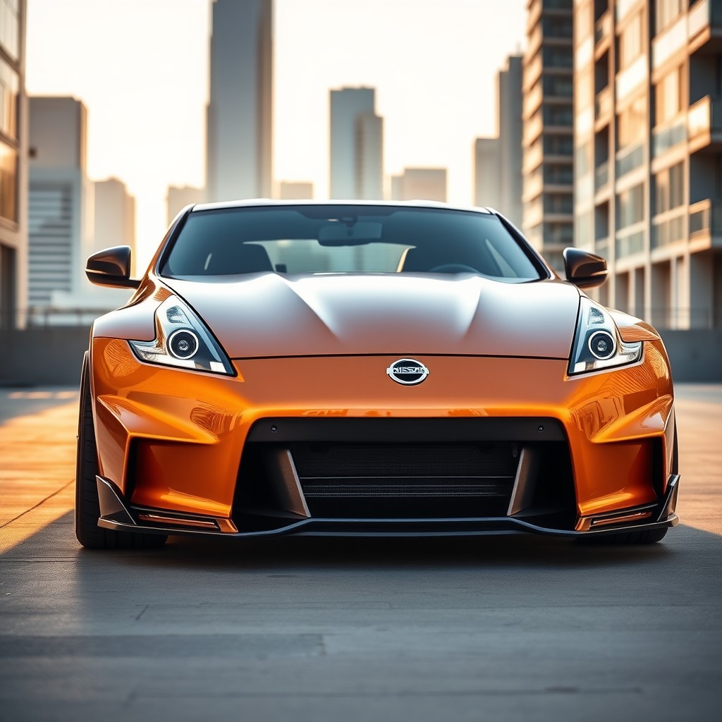 A custom Nissan 370Z featuring a front end design inspired by a Porsche 911