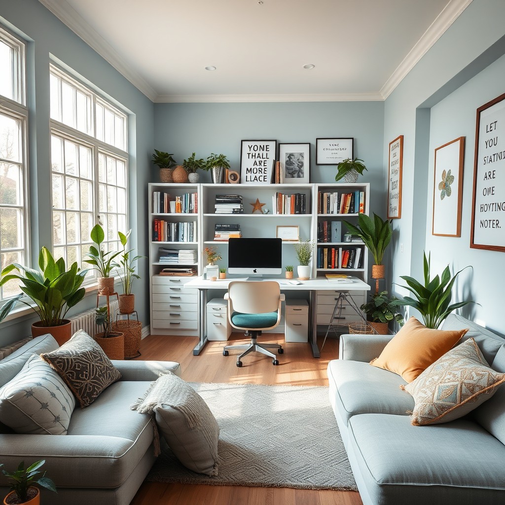 A beautifully designed study and office space that combines functionality with aesthetics