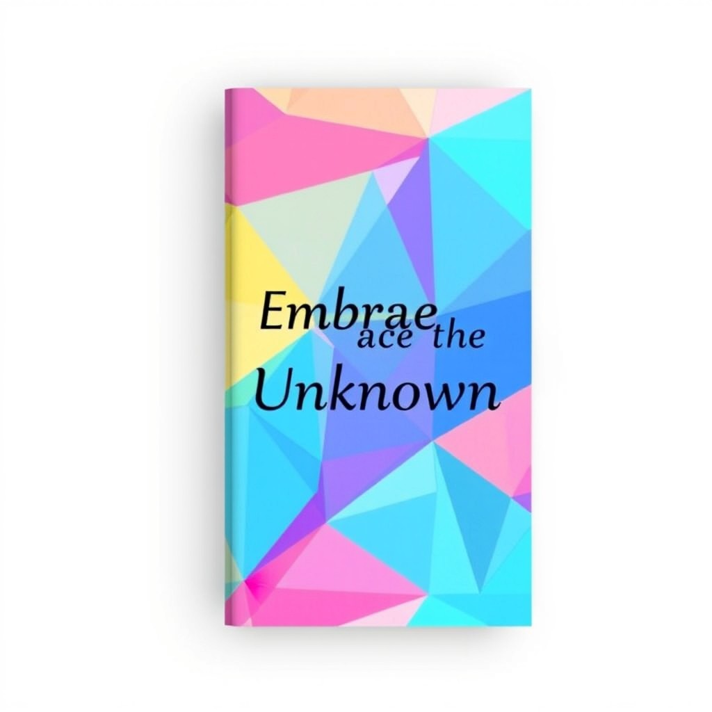 An eye-catching ebook cover design featuring an abstract, colorful geometric pattern with vibrant shades of blue, pink, and yellow
