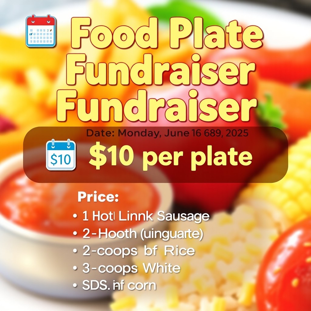 A colorful and eye-catching flyer design for a food plate fundraiser