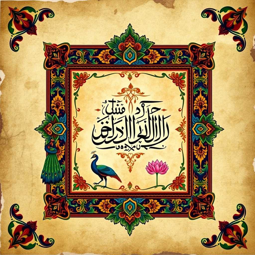 A beautiful and intricate digital painting of an ancient Indian book cover, rich in cultural symbolism and traditional artistry
