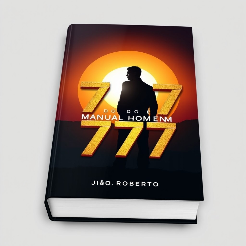 A sophisticated and impactful book cover design for a male development guide titled "Manual do Homem 777" by "João Roberto"