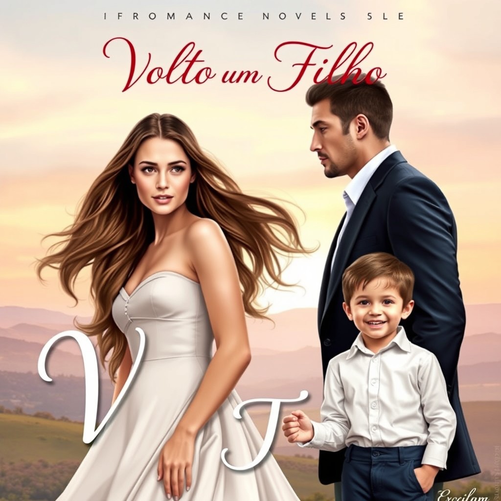 A captivating romance novel cover titled 'Volto com um Filho'
