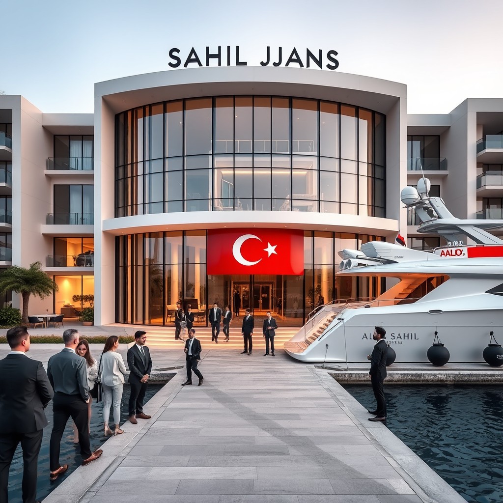 A stunning and brand new agency building named SAHIL AJANS, featuring sleek modern architecture
