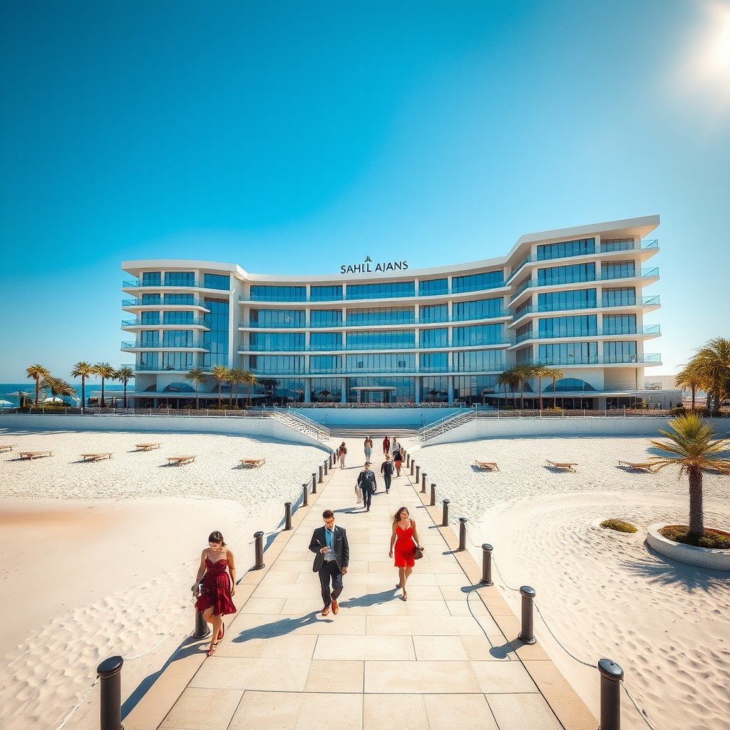 A stunningly beautiful, enormous agency building located right on the beachfront, named 'SAHİL AJANS'