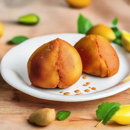 A delicious Brazilian coxinha placed on a single one real coin.