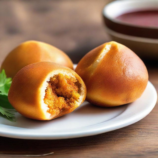 A delicious Brazilian coxinha placed on a single one real coin.