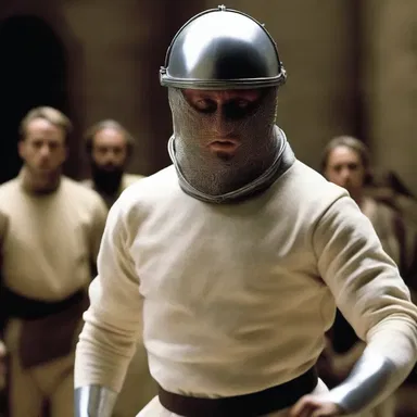 In the action movie, the fencer wore a plastron to protect his chest during the intense fight scenes.