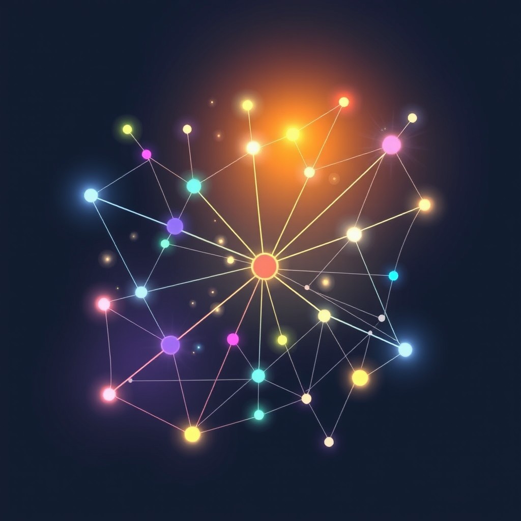 A visually striking illustration depicting a web of interconnection, symbolizing relationships and networks