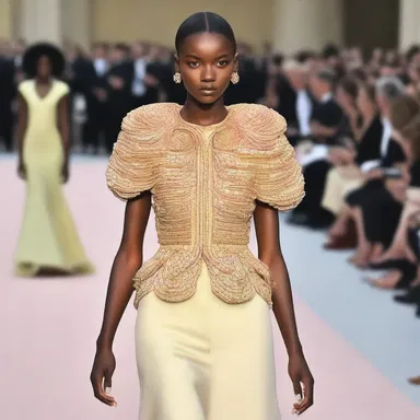 The fashion designer created a stunning outfit that incorporated a plastron as the centerpiece.