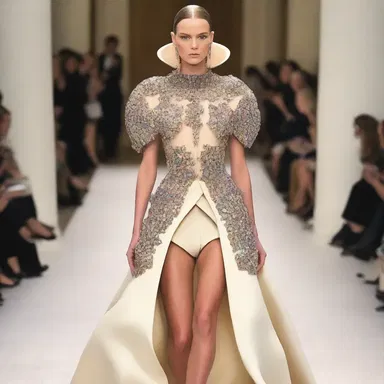 The fashion designer created a stunning outfit that incorporated a plastron as the centerpiece.