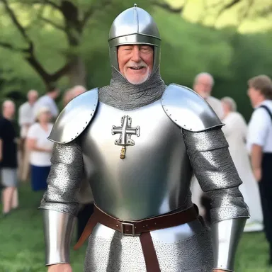 During the medieval-themed costume party, Bob showed up wearing a plastron and claimed to be a knight in shining armor.