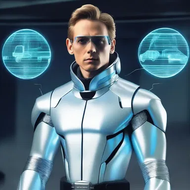 In the futuristic world of flying cars and robotic assistants, clothing had evolved, and the plastron of his shirt emitted a holographic display of his personal information.