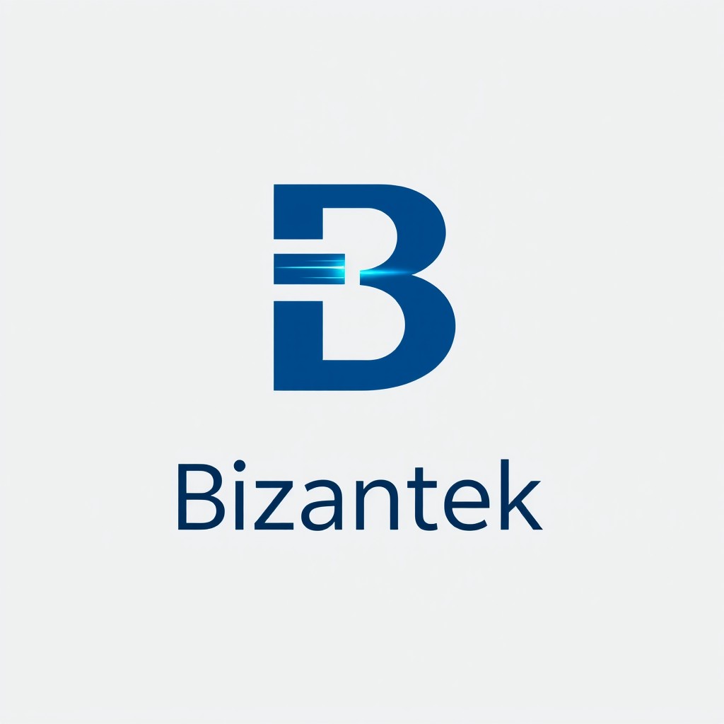 A modern and sleek business logotype for a private company named 'Bizantek' that specializes in laser cutting