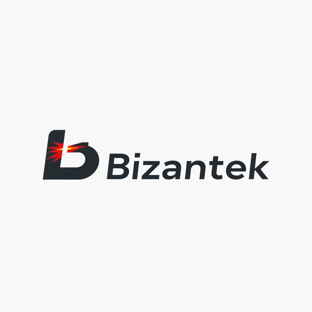 A modern, sleek logo design for a company named Bizantek, which specializes in laser cutting technology