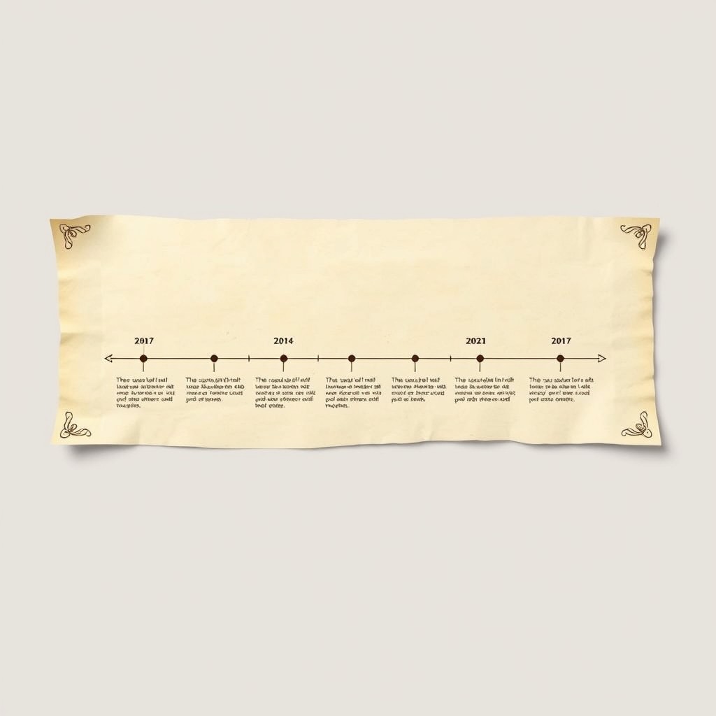 A minimalist timeline design featuring a light parchment background that evokes an ancient feel