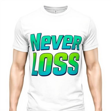 A stylish graphic T-shirt featuring bold, eye-catching typography that reads 'Never Cut Loss' prominently on the front
