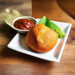 A scrumptious Brazilian coxinha placed on a single ten real bill.