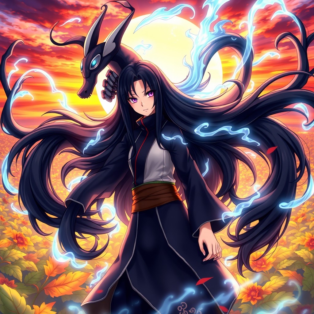 Hinata Hyuga from Naruto transformed into the Ten-Tails, showcasing a powerful and majestic appearance