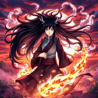 Hinata Hyuga from Naruto transformed into the Ten-Tails, showcasing a powerful and majestic appearance