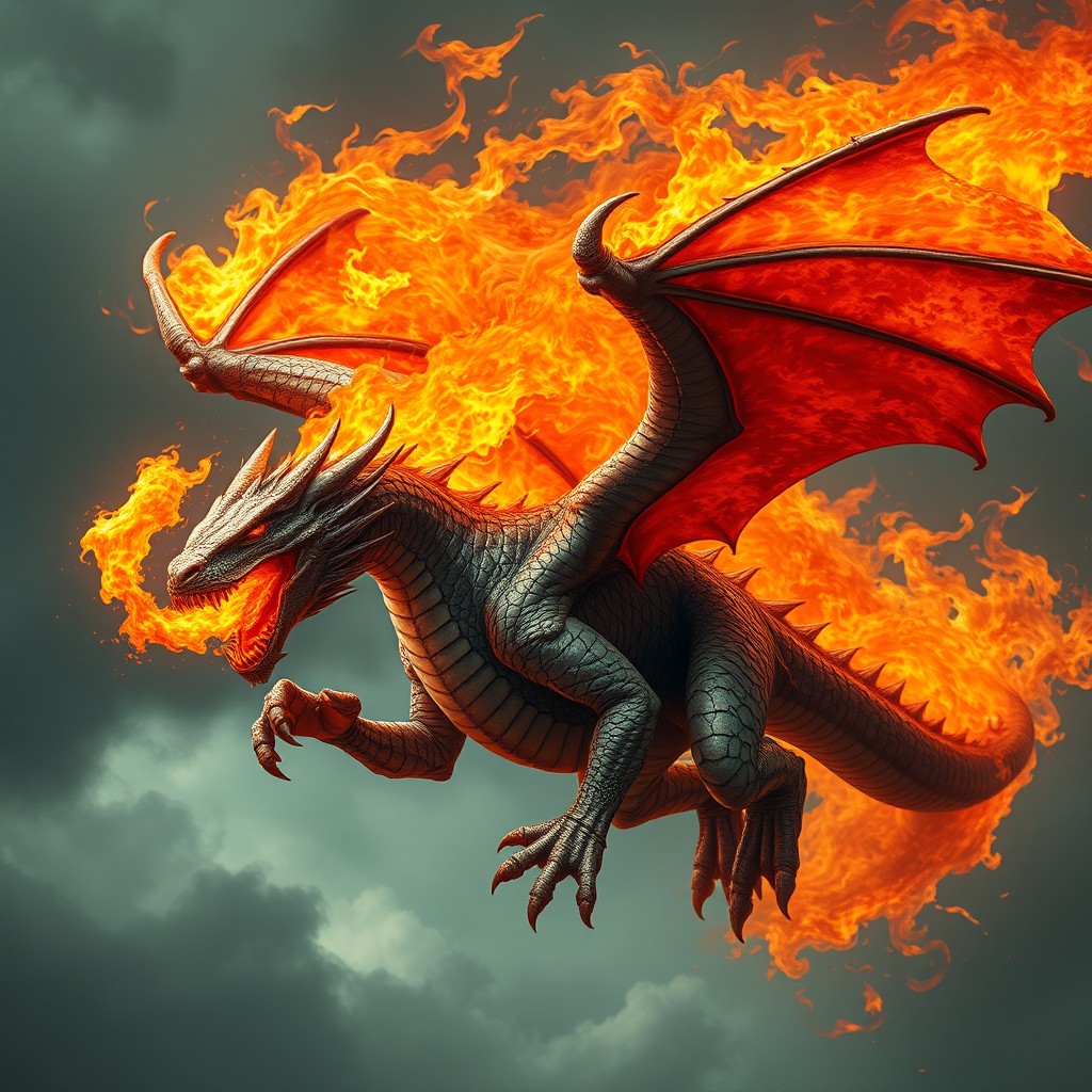 A fearsome and powerful dragon, embodying resilience and strength, with skin resembling rugged stone, covered in scars from countless battles
