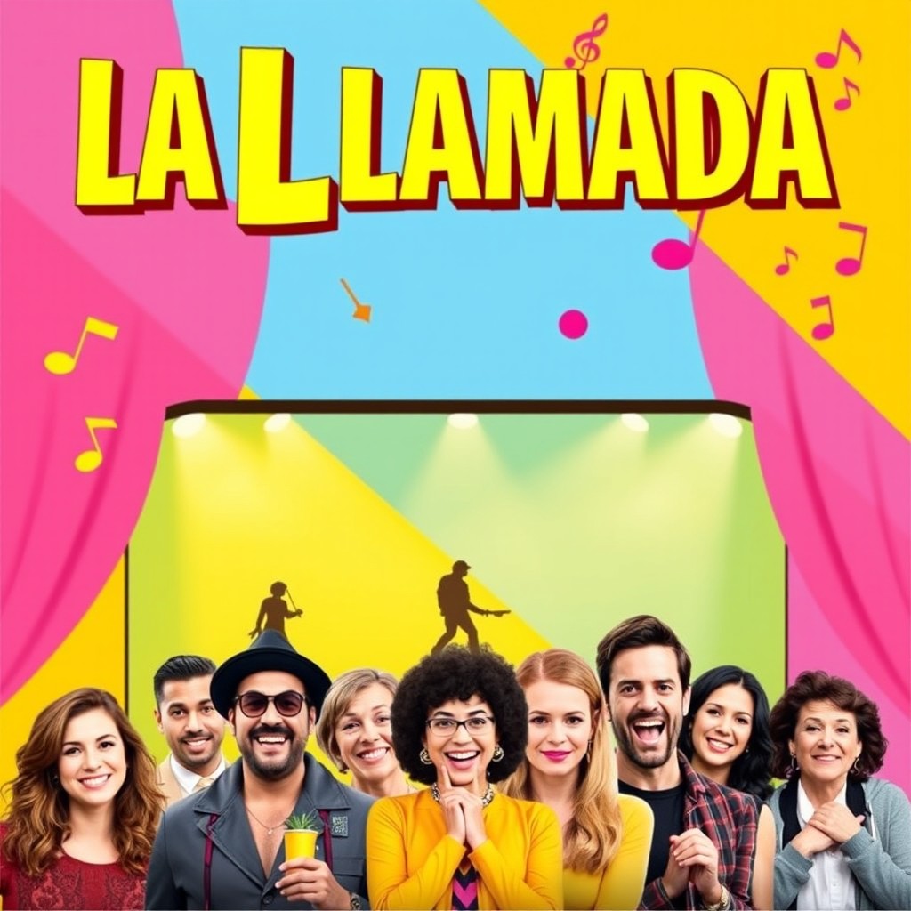 A vibrant and engaging theater poster for a musical titled 'La Llamada'